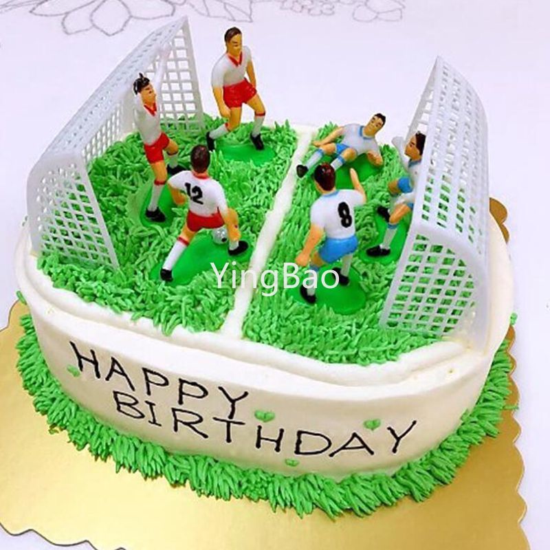Conjunto de decoração do bolo para festa de aniversário infantil, 1  conjunto, jogo, modelo de futebol, acessórios de decoração do cupcake, diy