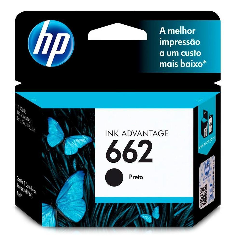 Cartucho de Tinta HP 662 Preto 2ml (CZ103AB) | Shopee Brasil