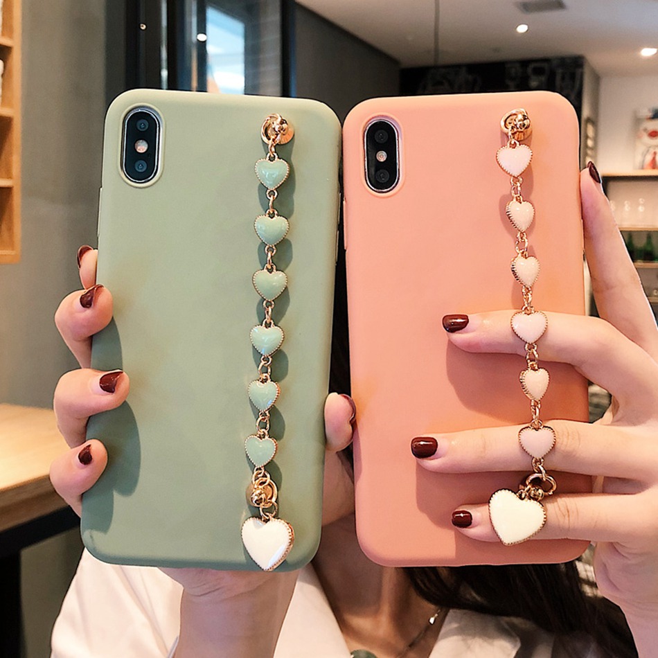 Capa De Celular Flexível De Silicone Com Corrente / Pulseira Amor ...