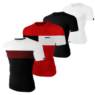 Kit 4 Camiseta Personalizada + Básica Camisas Slim Fit