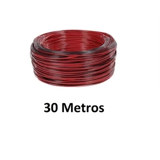 30 Metros Fio Cabo De Som Bicolor Preto e Vermelho 2x14 Awg 12v Duplo Automotivo Para Alto Falante