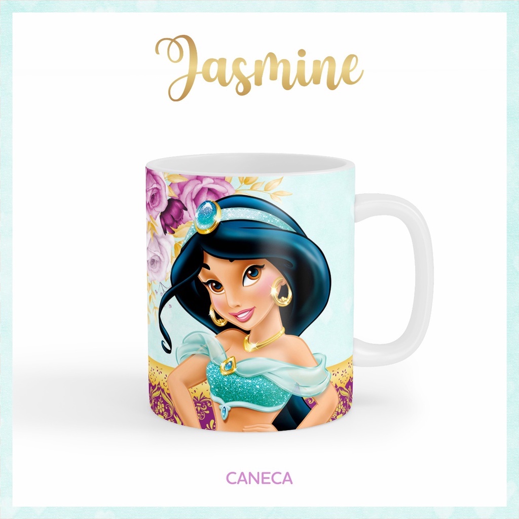 Caneca da Coleção Princesa Jasmine para personalizar o nome em