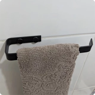 Porta Toalha De Rosto P/ Banheiro Parede Preto Fosco Supremo