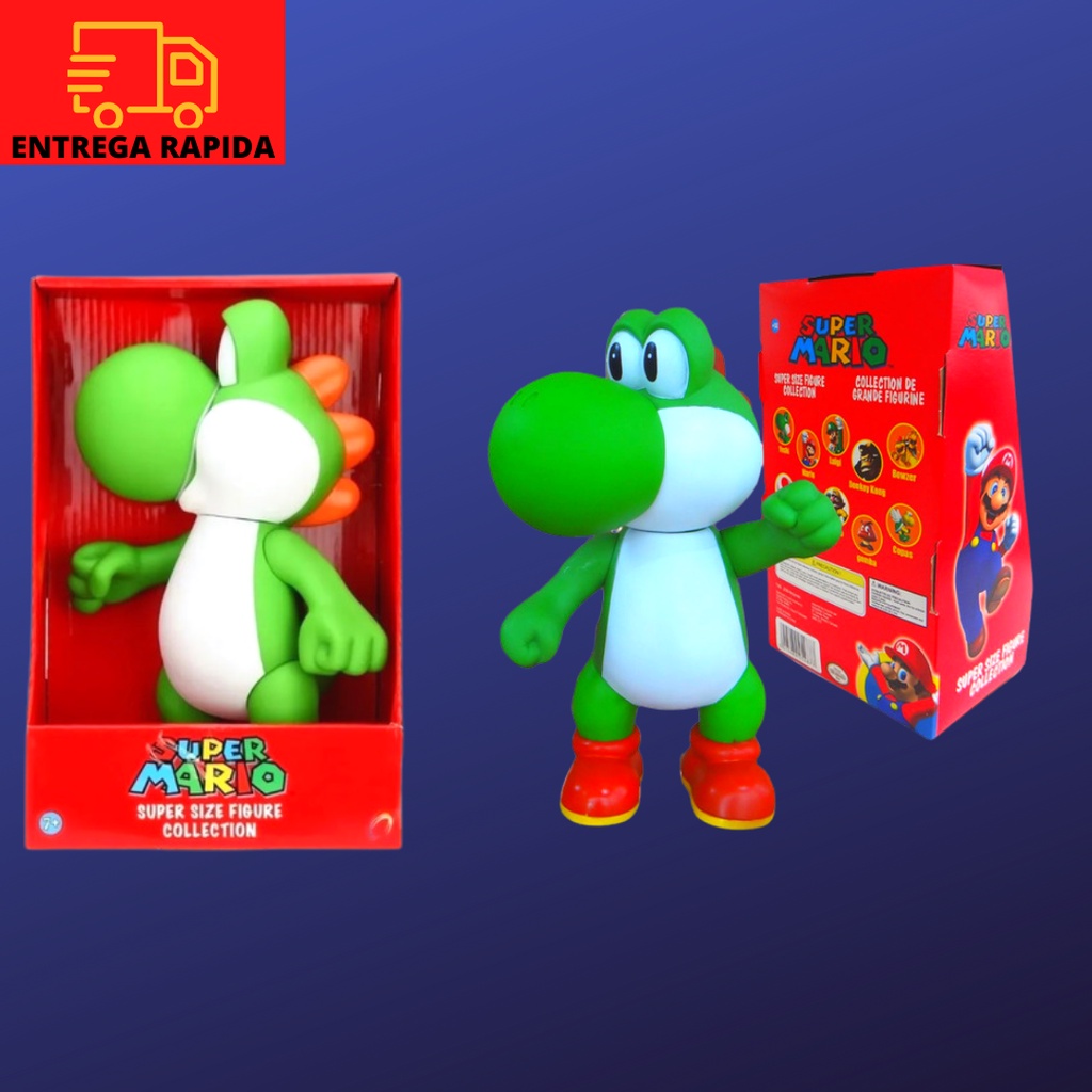 Boneco Yoshi 23cm Articulado Super Mario Bros Coleção Nintendo