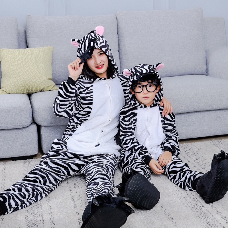 Kigurumi Adultos Zebra Onesies Ponto Pijama Macacão Homewear