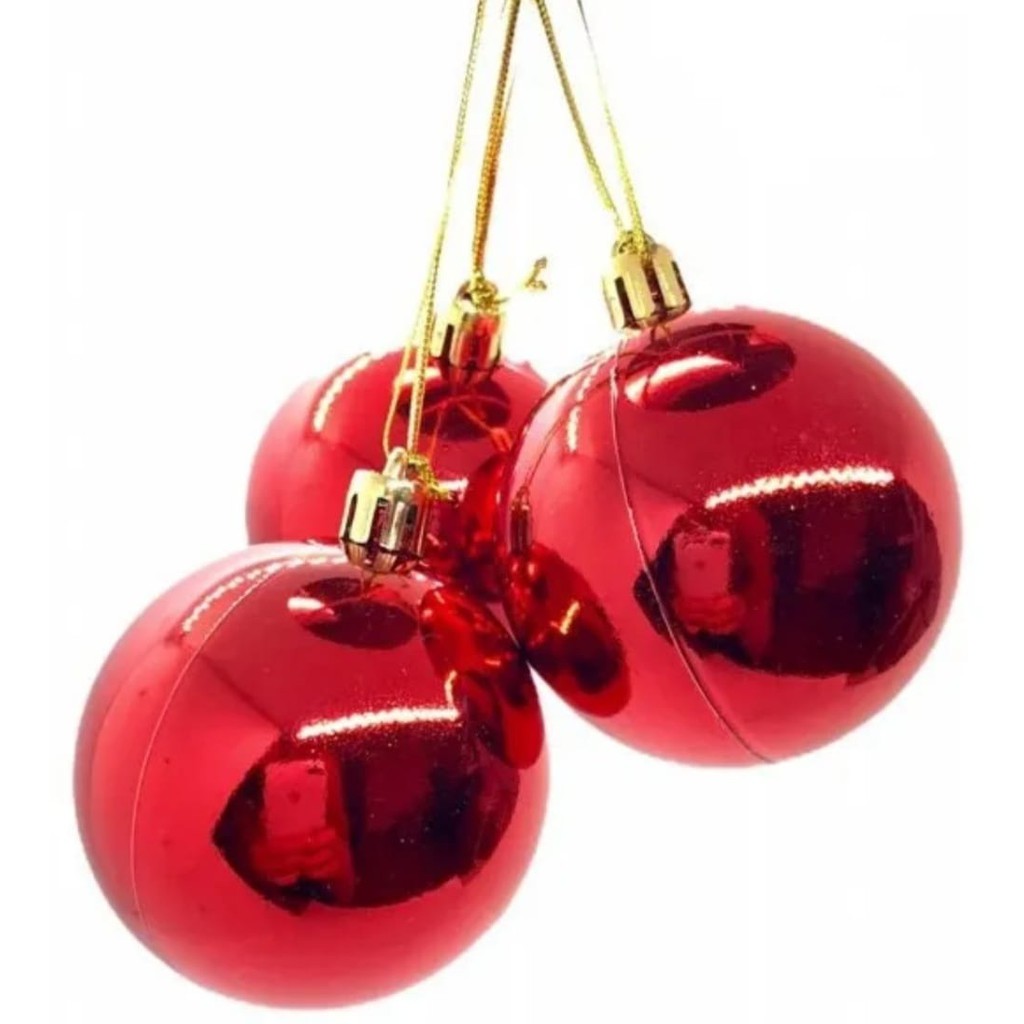 bolas de natal vermelha dourada 7cm bolas natalina 7 cm - Zein