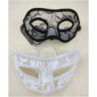Kit 6 Máscara De Renda Carnaval Festa Fantasia Decoração Preto e Branco