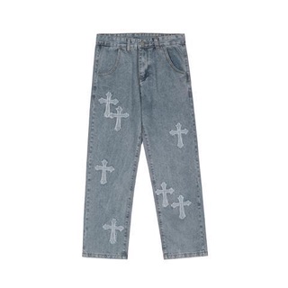 Jeans De Hip Hop Masculino Y2K Baggy Vintage Cruzamentos De Jeans Impressos  De Calça De Carga De Skate De Cintura Alta (Color : Blue, Size : M)