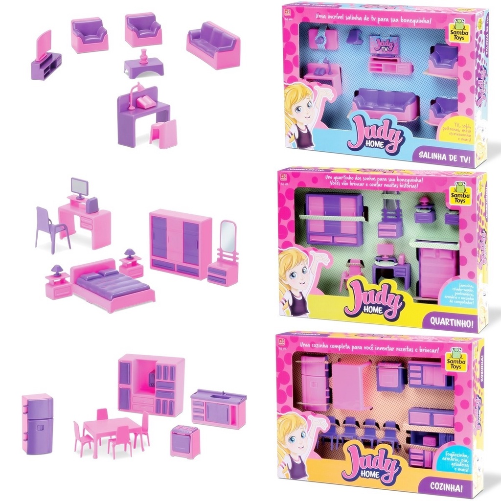 Casinha de Boneca Cozinha Judy 220 Samba Toys - Rosa