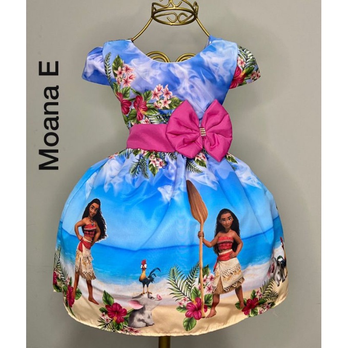 Vestido Moana Baby Aniversario Infantil Festa Super Luxo em