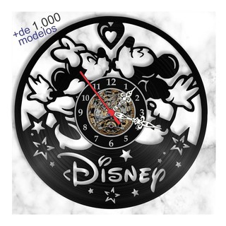 Relógio Vinil de Parede Mickey Disney Casal Beijo Namorados Desenho - LP Ilustrado by Sabiarte - Presente Criativo Divertido Pai Filho Amigo Secreto Mãe namorado