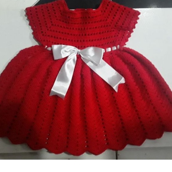 Vestido de croche para best sale bebe vermelho