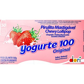 Kit 2 Pirulito Yogurte 100 Dori c/50un Mastigável 560g Iogurte Sem ...
