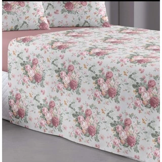 Lençol Queen 3 Pçs De Cima Sem Elástico Estampado Bainha