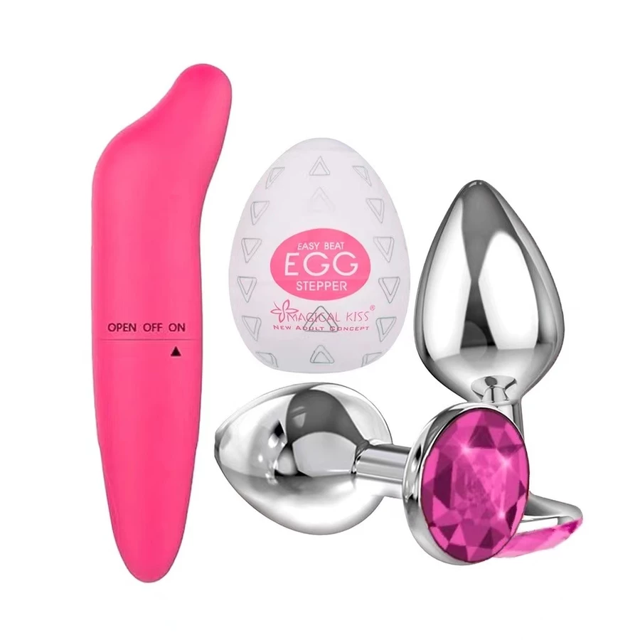 Kit Plug Anal Tamaño P + Vibrador Punto G + Huevo Masturbador