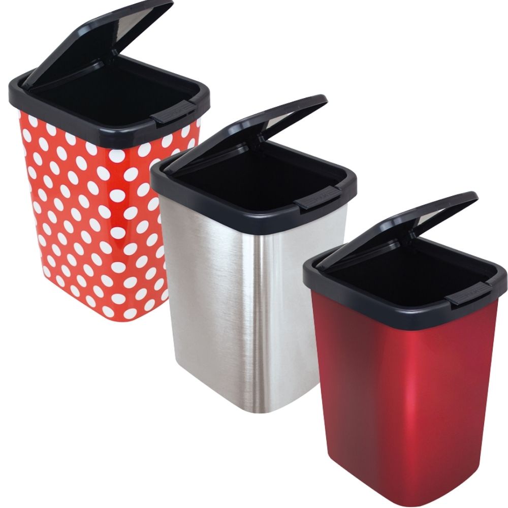 Lixeira Prática Cesto Banheiro Cozinha Click Label 9 Litros Arqplast