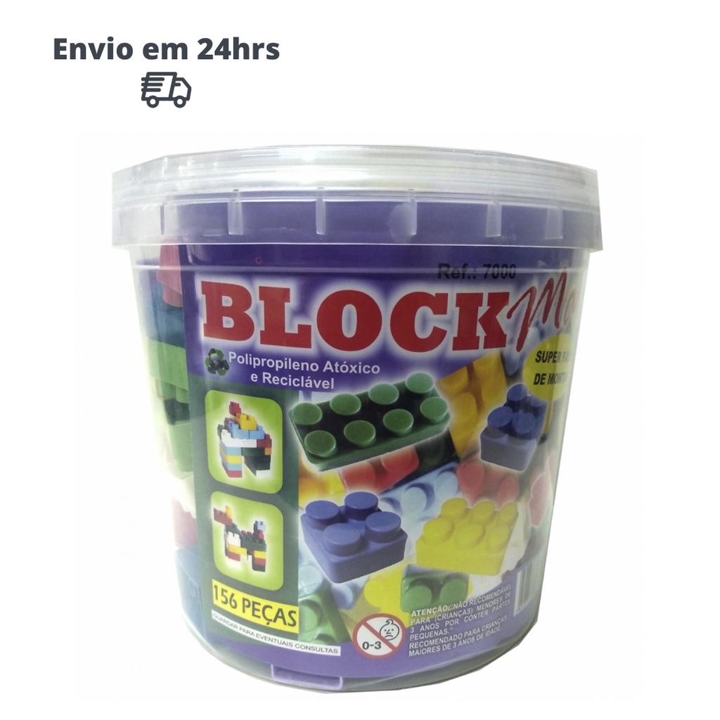 Jogo Balde Montar Blocos Block Mania 52 Peças Ref: 5000