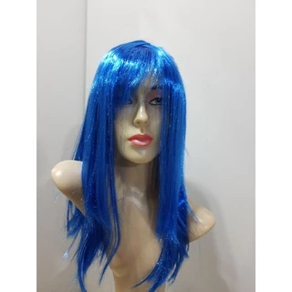 Peruca longa lisa Azul royal