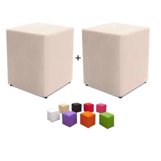 2 Puff Kit Banqueta Cubo Couro Quadrado Decorativo Promoção - Imperdivel