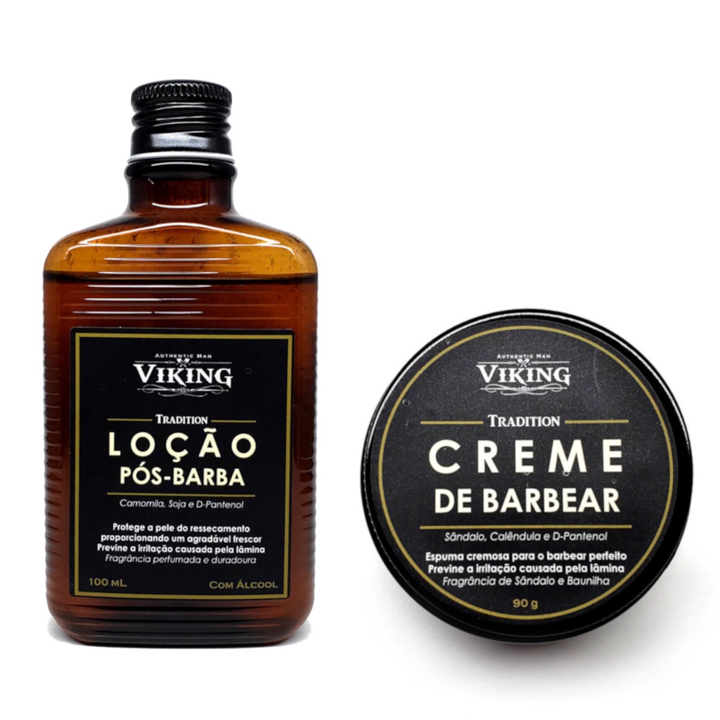 Kit Creme De Barbear e Loção Pós Barba Viking | Shopee Brasil