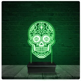 Luminária Abajur Acrílico Led - Caveira Mexicana 11