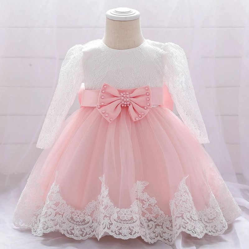 Vestido infantil sale rosa e branco