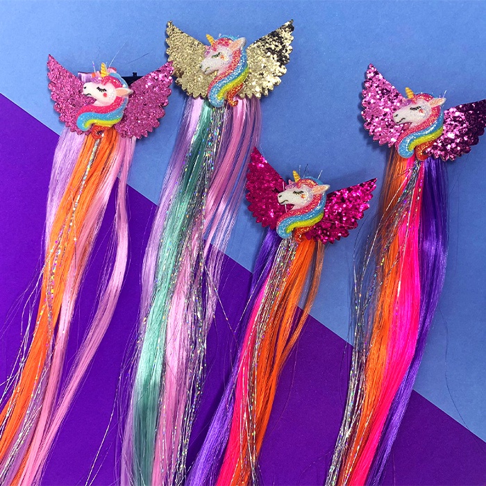 Kit 2 Mechas de Cabelo Colorida Unicórnio Infantil | Shopee Brasil