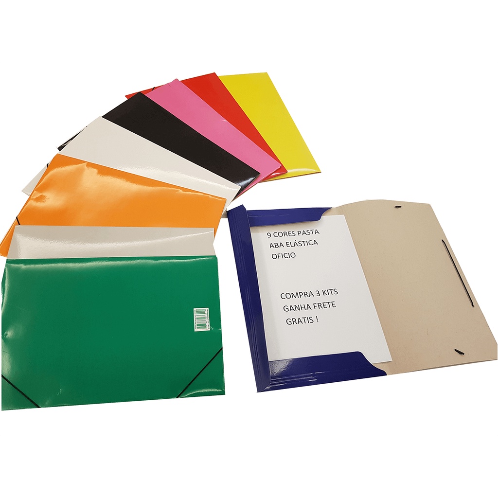 Pastas Arquivo Coloridas - 15 Unidades, 5 Cores, Tamanho Carta