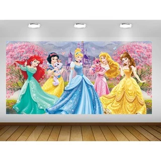 Painel de festa Princesas Disney Rosa Decoração Infantil
