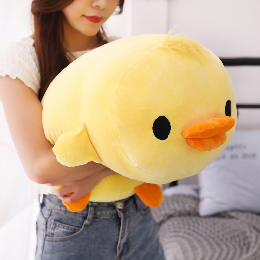 Pato Amarelo Deitado Fofo Brinquedos De Pelúcia Crianças Almofada Macia Bonitas Infantis