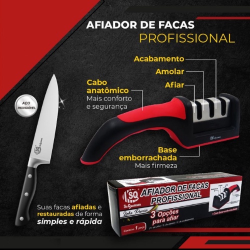 Afiador De Facas 3 Opções De Afiar Profissional Amolador Cozinha |  Shopee Brasil