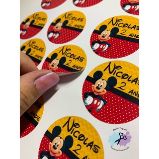 Cartela de Adesivos personalizados Festa Mickey