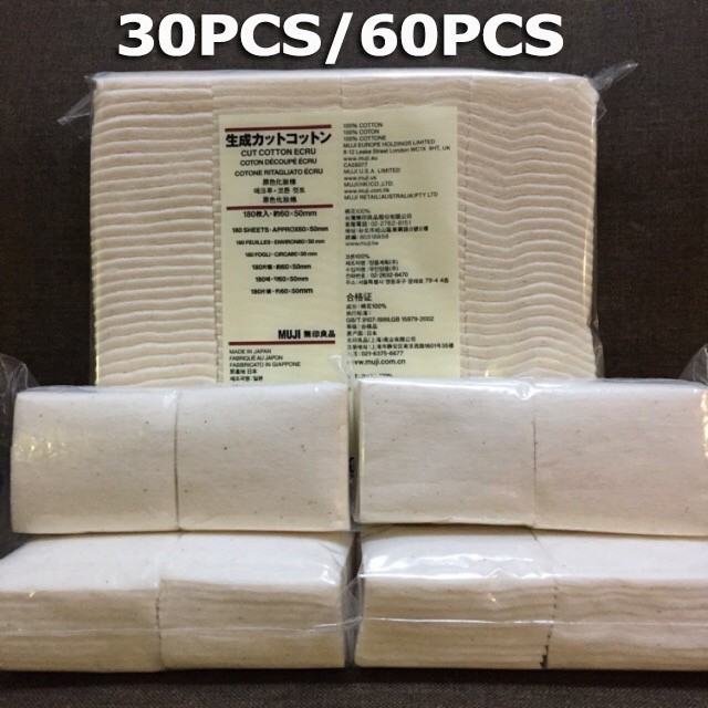 [ORIGINAL] Muji Algodão Orgânico Não Alvejado Saudável Re-Package 30pcs/60pcs