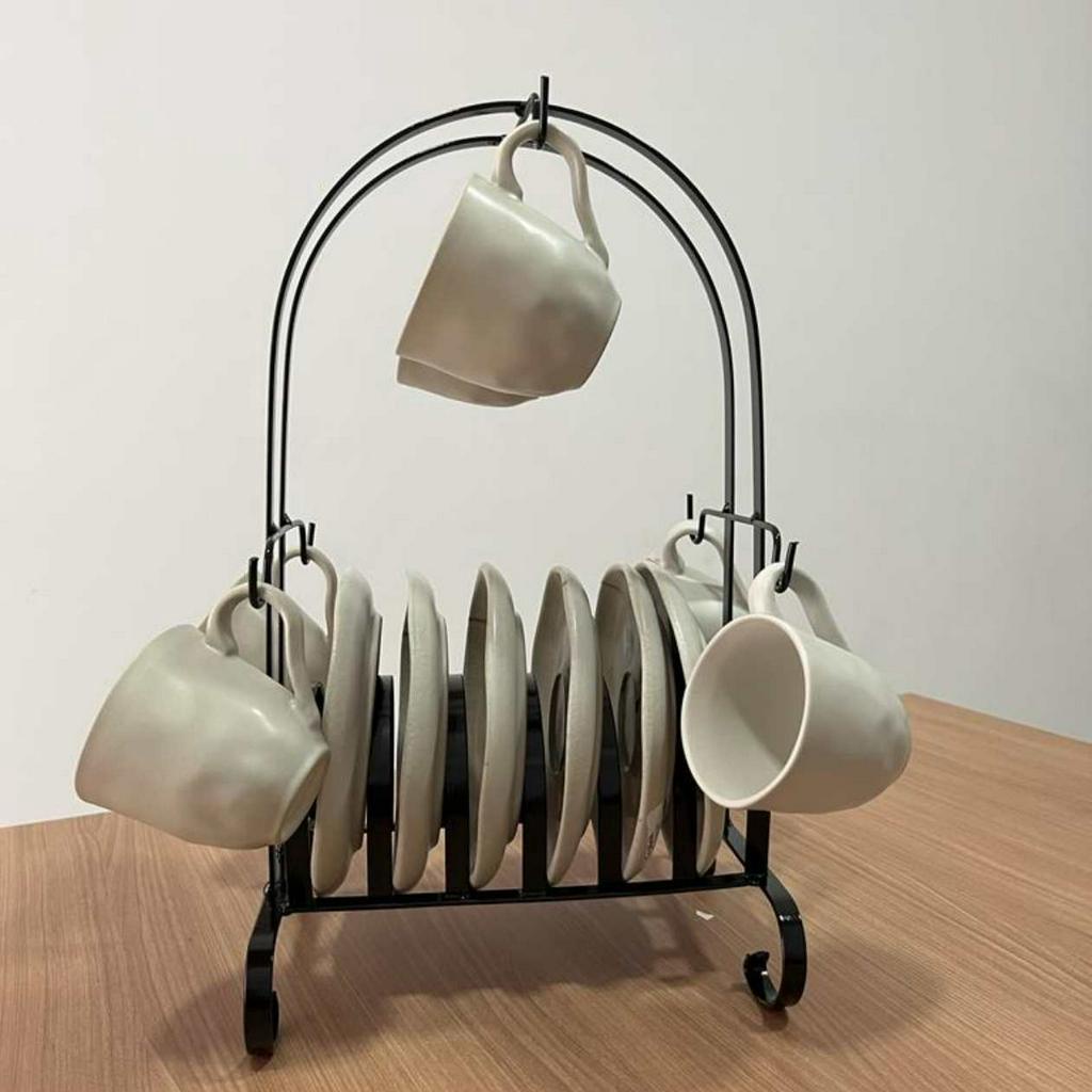 Suporte Porta Xícaras E Pires Café Organizador Luxo Ferro | Shopee Brasil