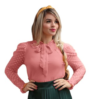 Blusa Manga Longa em Tule Moda Evangélica