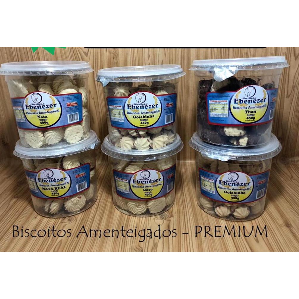 12 Potes De Biscoitos Amanteigados Premium Doce Ebenezer Sabores ...