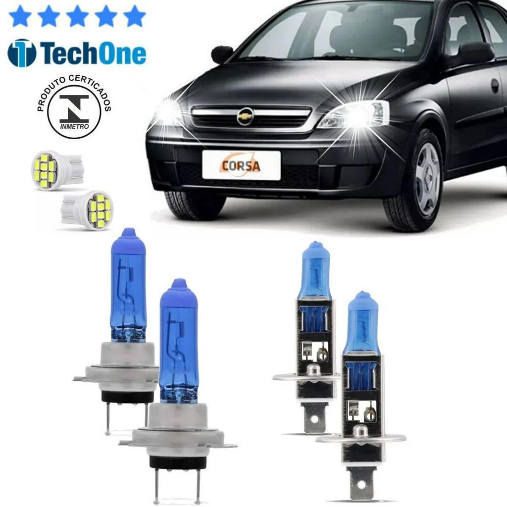 Kit Lampadas Corsa Maxx Joy Premium Sedan Montana Super Brancas Farol 8500k 12v 55w Inmetro