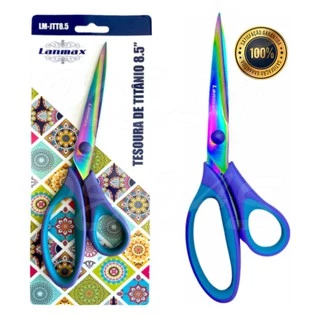 Tesoura Titanium Titânio 8.5" Cabo emborrachado Patchwork Scrapbook Artesanato Não perde o fio