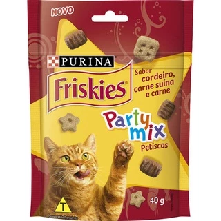 Petisco Friskies Party Mix Cordeiro, Carne Suína e Carne para Gatos Adultos 40g - Nestlé Purina