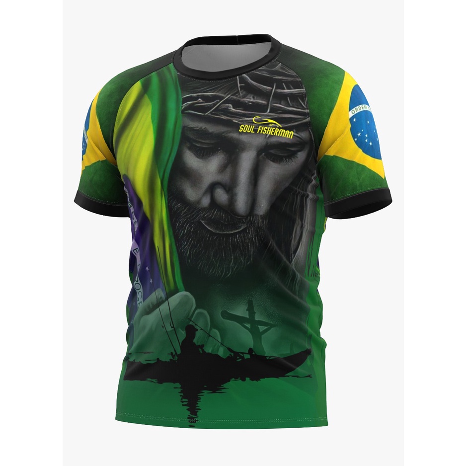 Camisa, Camiseta Brasil Patriota kayak manga curta uv50+