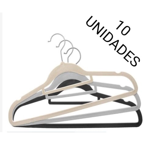 Cabide Veludo Slim Adulto Kit 10 unidades