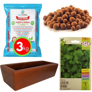 Kit Horta Plantio Fácil de Coentro e Jardineira Chocolate