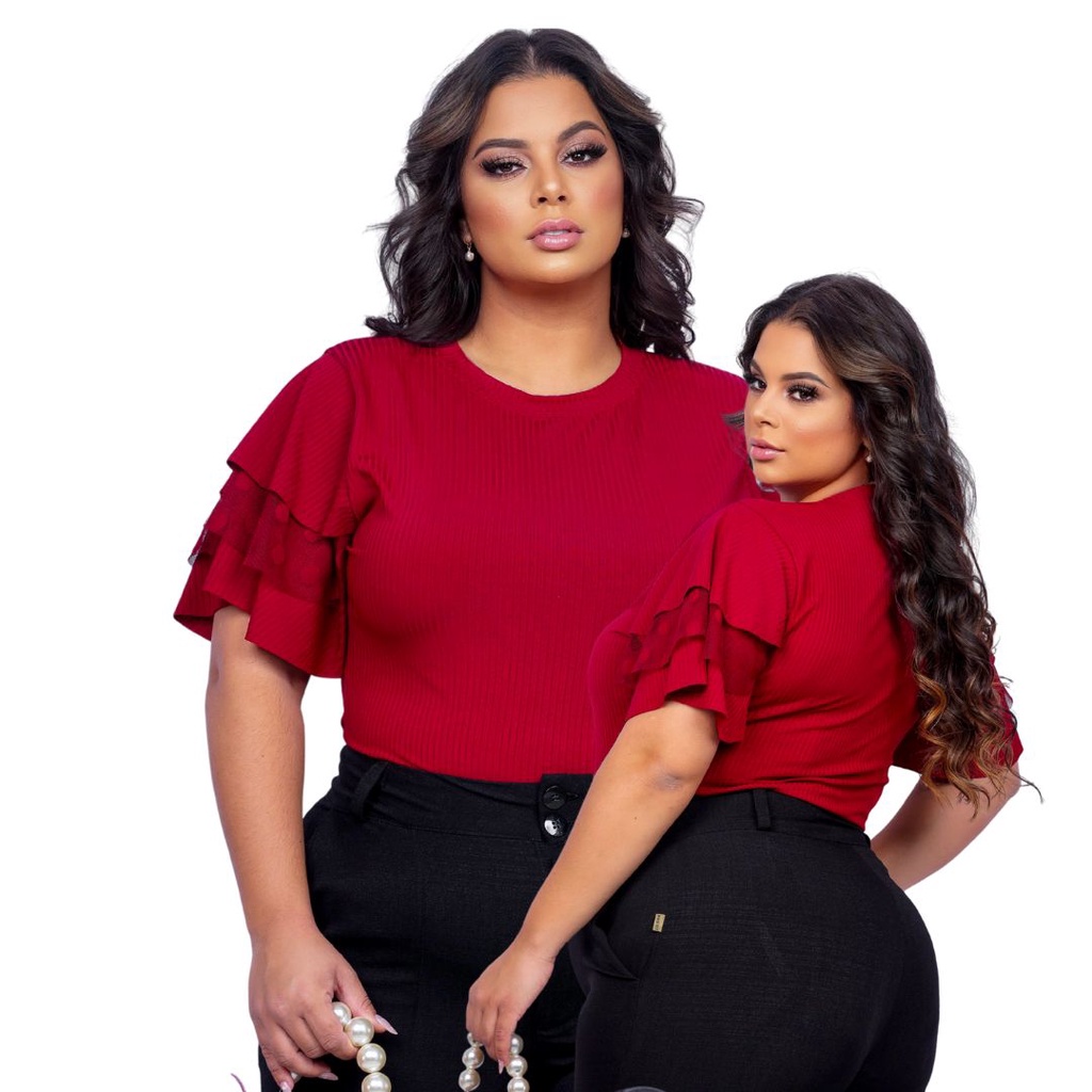 Blusa Plus Size Feminina Social Qualidade Elegante - Vermelha - 48