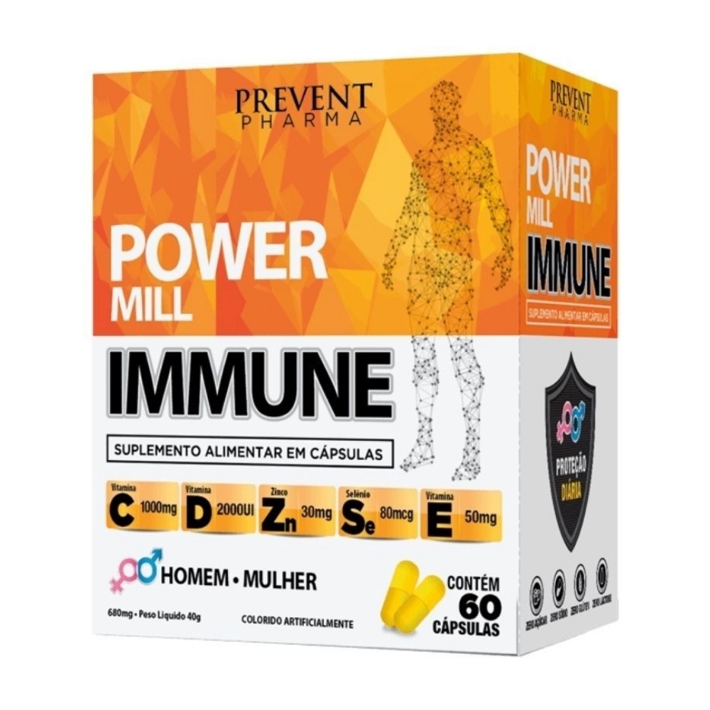 Suplemento Alimentar Power Mill Imune 60 Capsulas Prevent Pharma ...