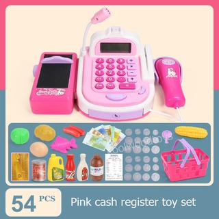 Legumes de brinquedo na cesta, caixa registradora com moedas, loja de jogos  infantis, conceito de compra de comida online, closeup