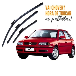 Kit Palheta Limpador Parabrisa Dianteiro + Traseiro Vw Gol G3 Silicone 1999 2000 2001 2002 2003 2004 2005
