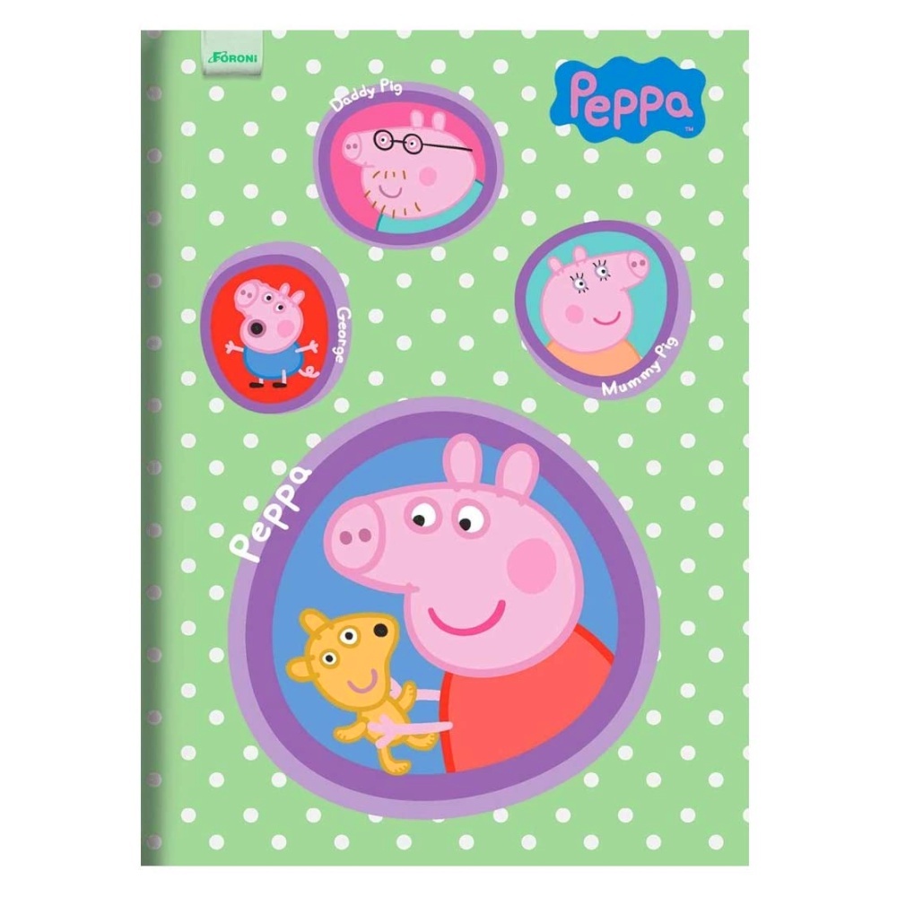 Caderno Desenho Universitário Capa Dura Peppa Pig 96 Folhas Espiral, Foroni  8609, Multicor