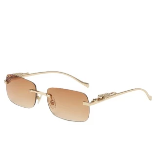 Decoração De Chita Lente Oceânica Clara Eyewear Retro Rimless Rectangle Óculos De Sol Femininos Masculinos UV400