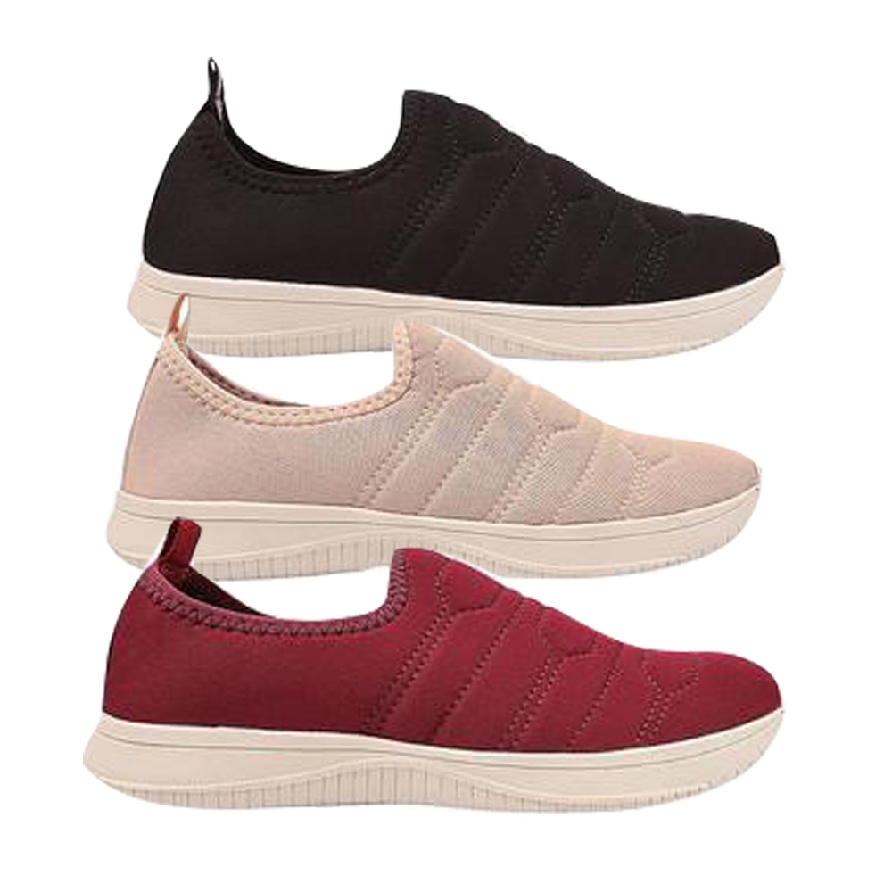 Tênis Feminino Meia Calce Fácil Slip On Leve Flexível Confortável Para Caminhada Academia Vl-01