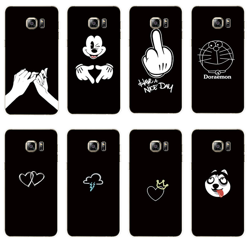 Samsung Galaxy S6 Edge S6Edge Plus Capa Da Caixa Do Telefone Pure Black Personalidade Duas Caixas Macias De TPU